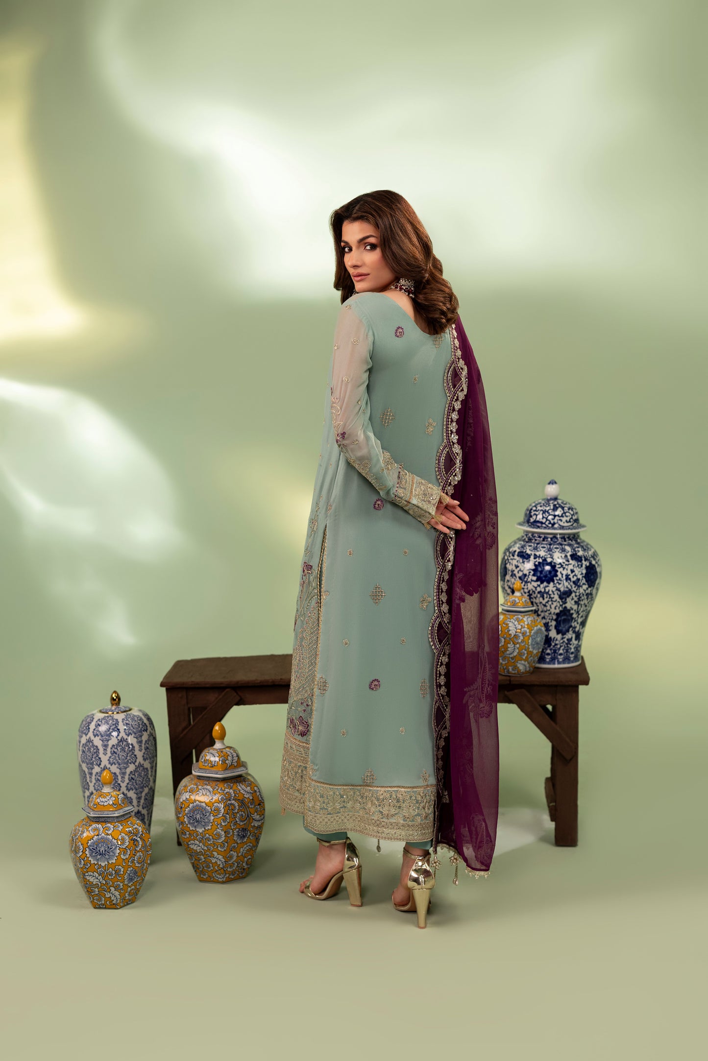 DS-08 Eastern Chiffon 3PC Suit with Flowing Dupatta