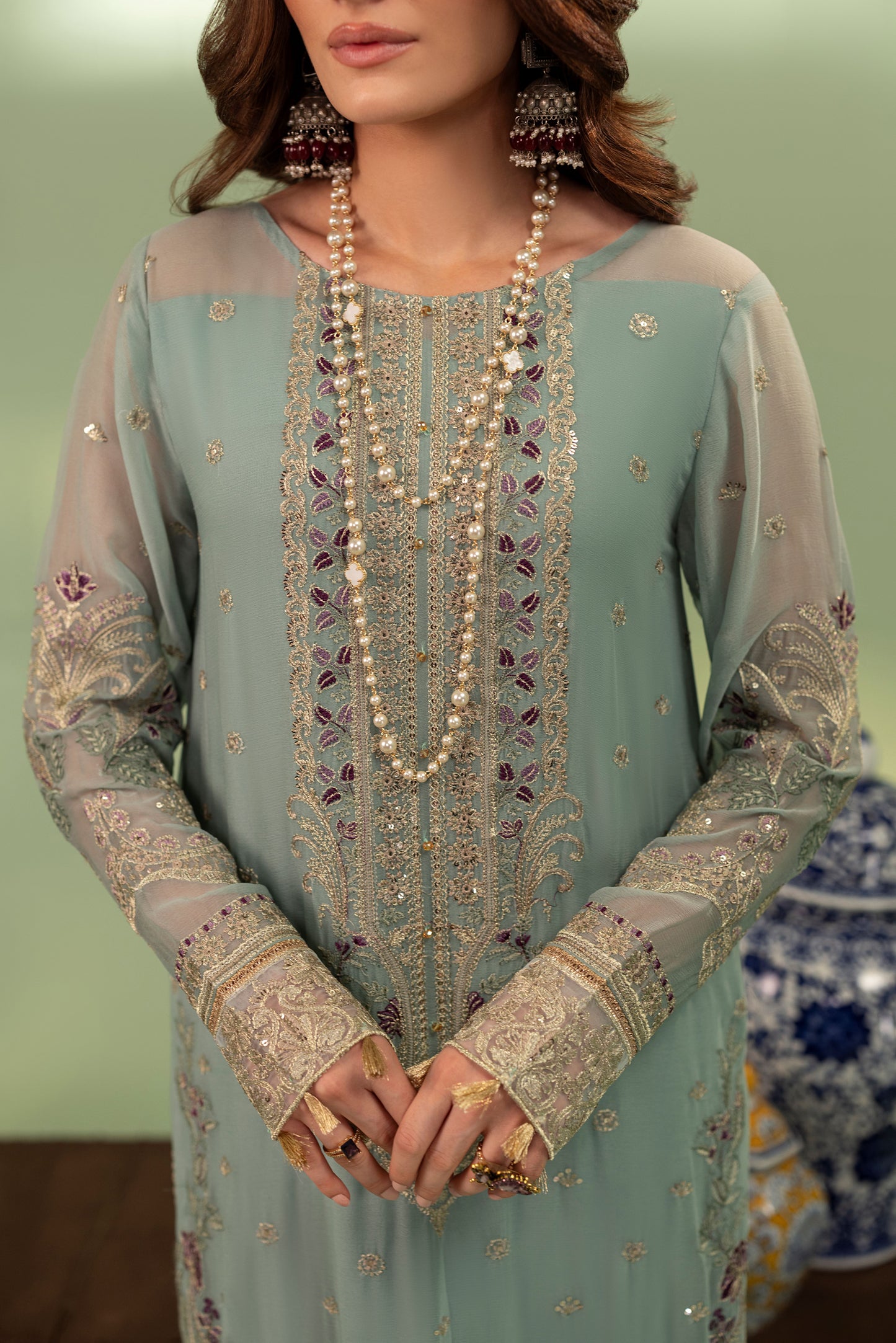 DS-08 Eastern Chiffon 3PC Suit with Flowing Dupatta