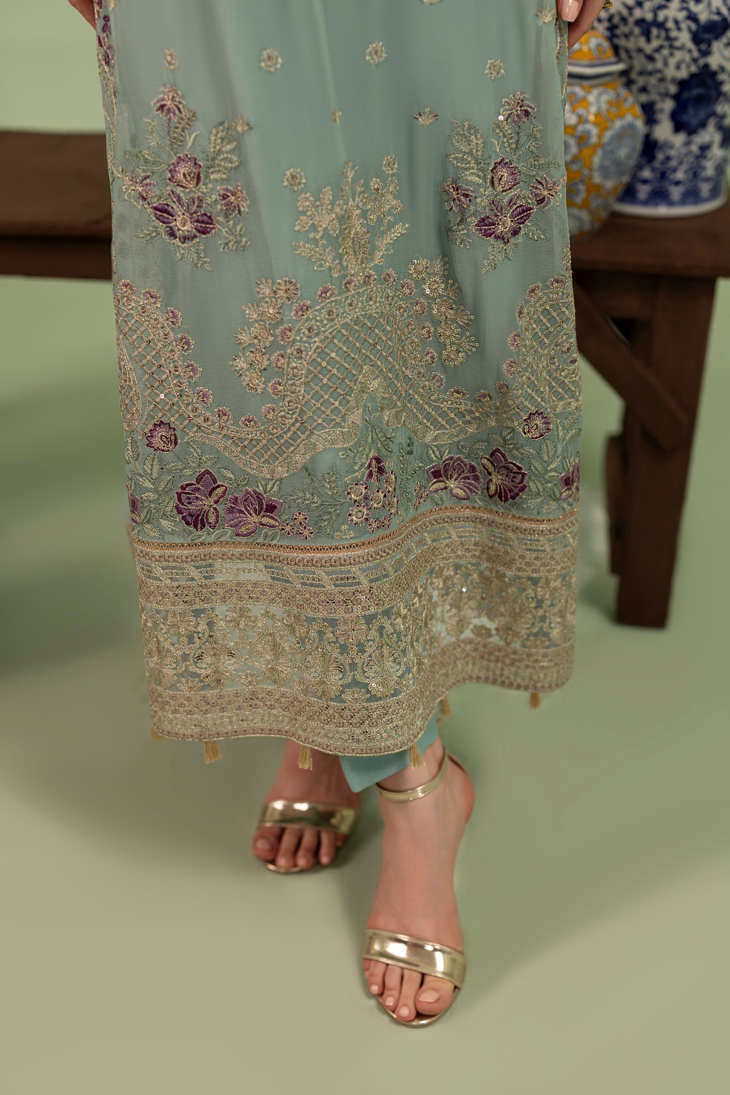 DS-08 Eastern Chiffon 3PC Suit with Flowing Dupatta
