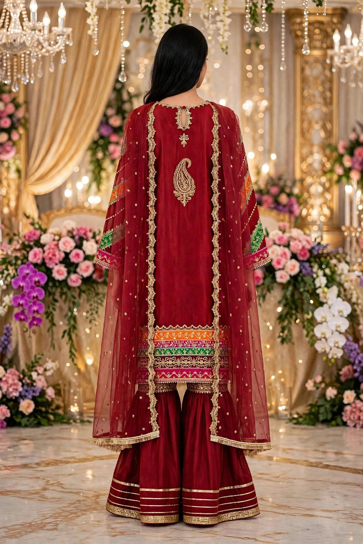 Luxury 3PC Embroidered Organza Suit | RE-01