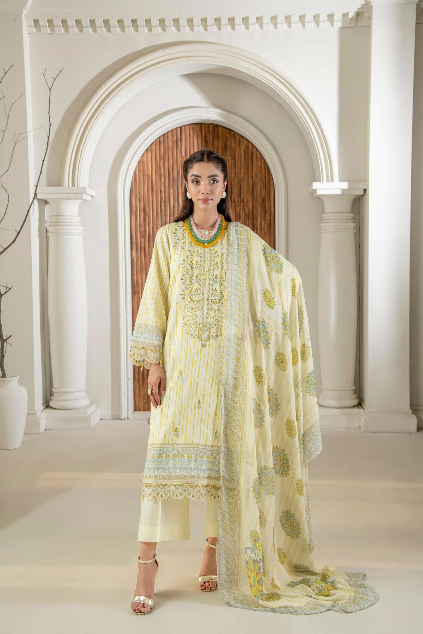 Stitched embroidered shirt with matching dupatta