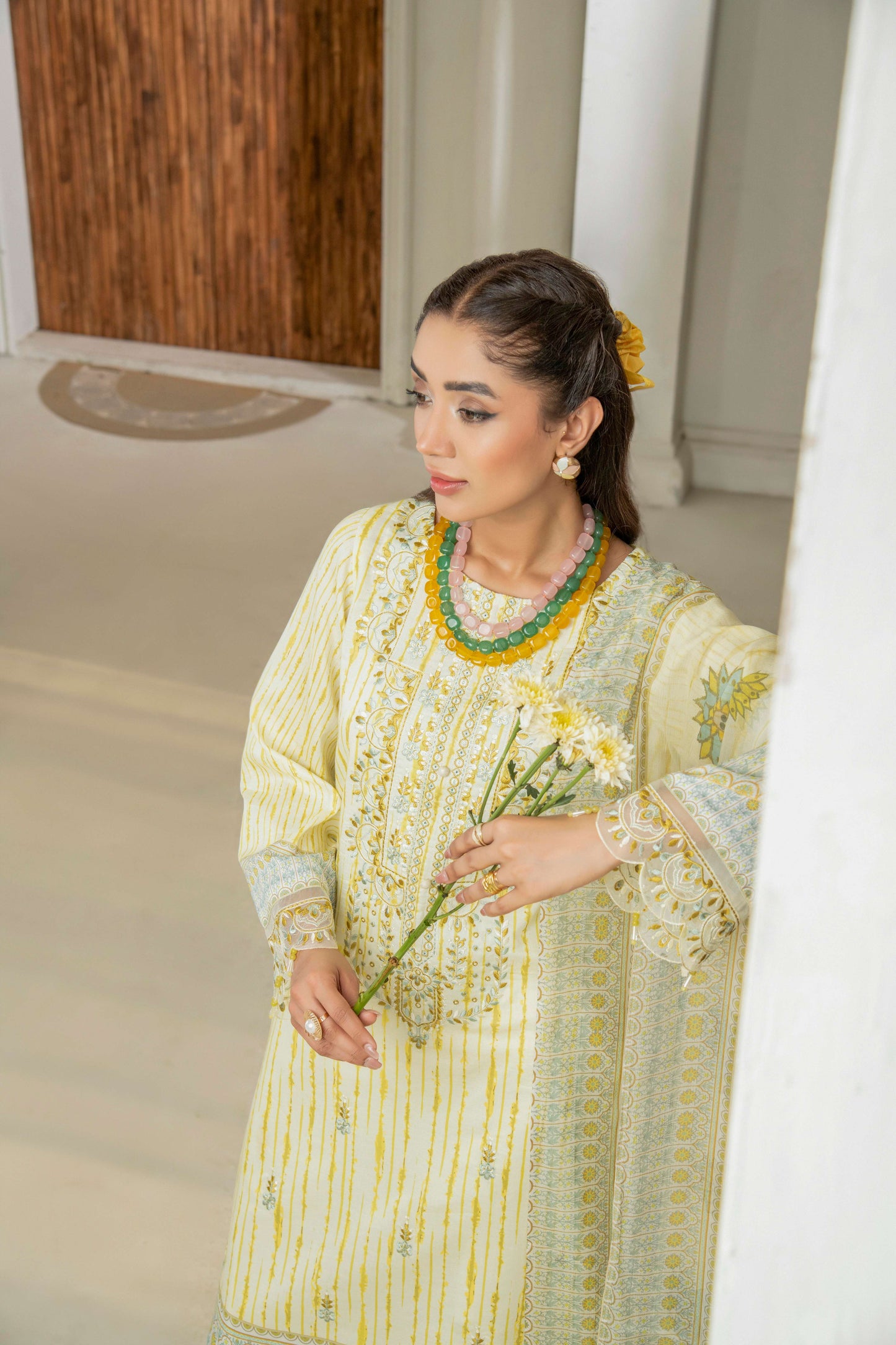 Embroidered shirt with soft dupatta
