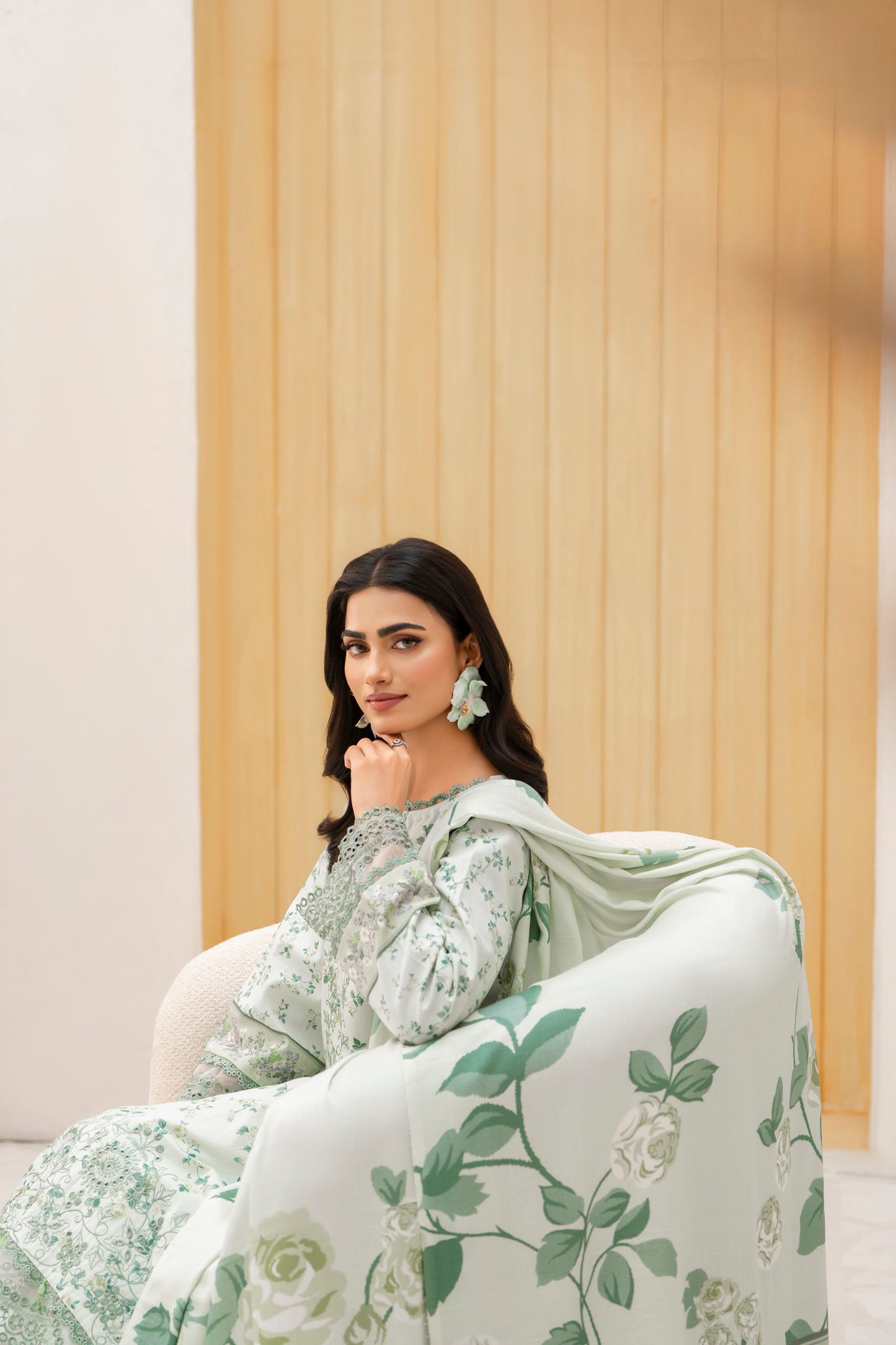 Elegant eastern khaddar suit with wool shawl