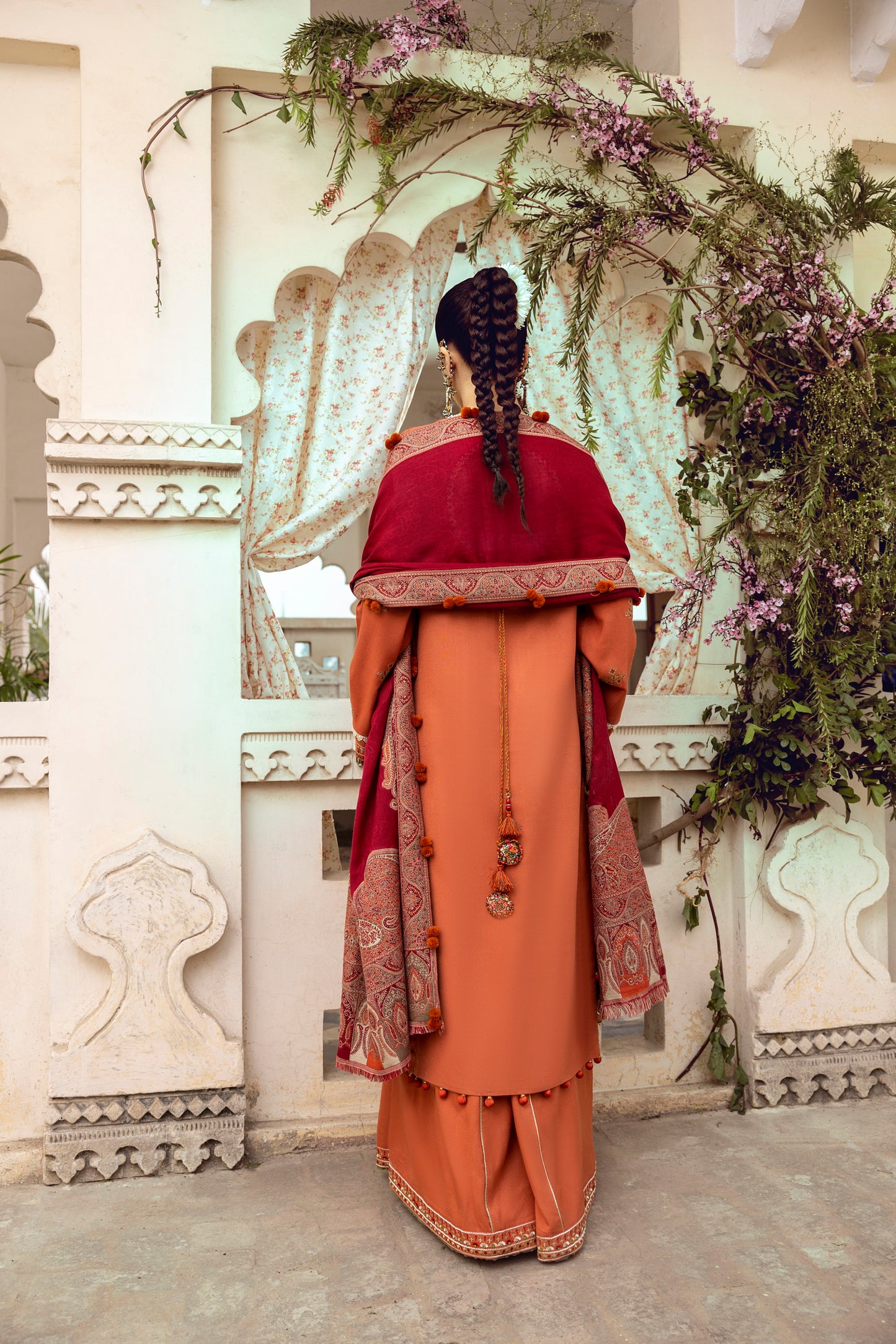 A warm, simple winter outfit with Marina embroidery and shawl.