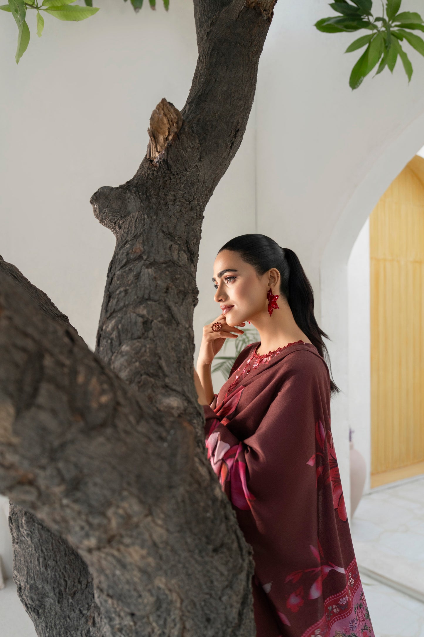 Traditional embroidered khaddar dress for comfort