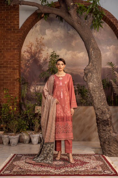 Winter 3PC Dhanak Suit | Embroidered (MP-02)