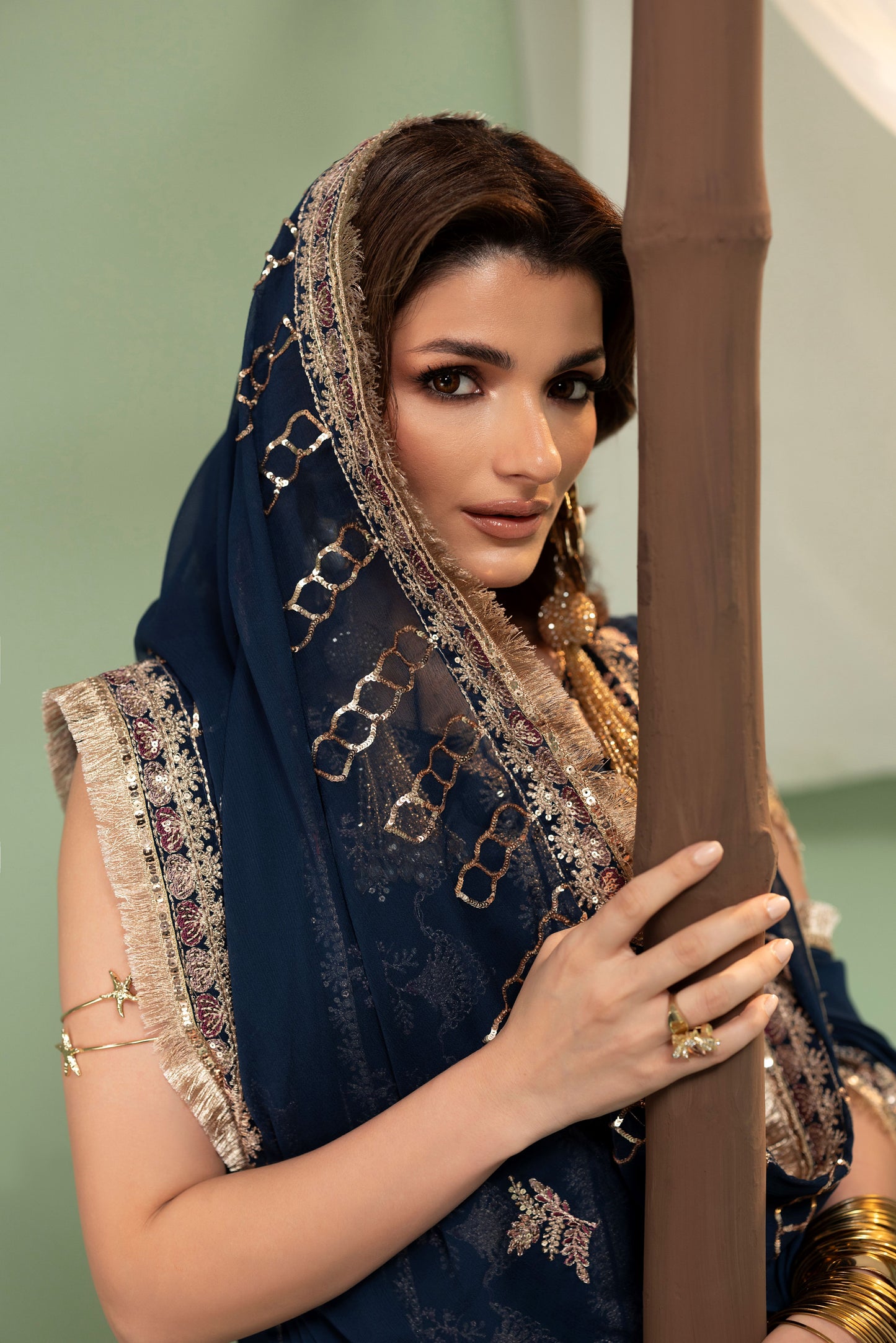 DS-01 Embroidered Chiffon 3PC Suit with Silk Inner & Dupatta