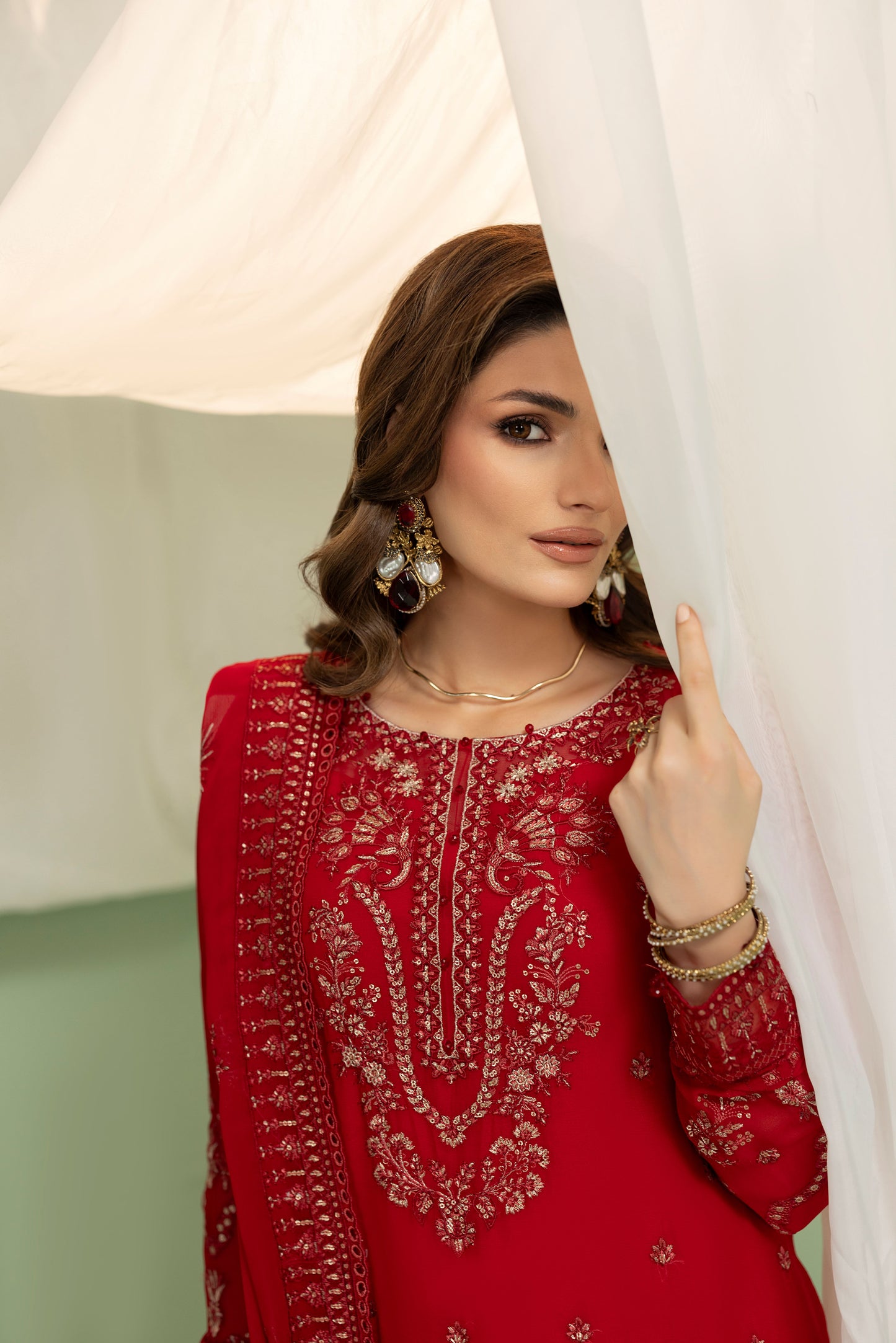 DS-09 Unstitched 3PC chiffon Suit with Embroidery details