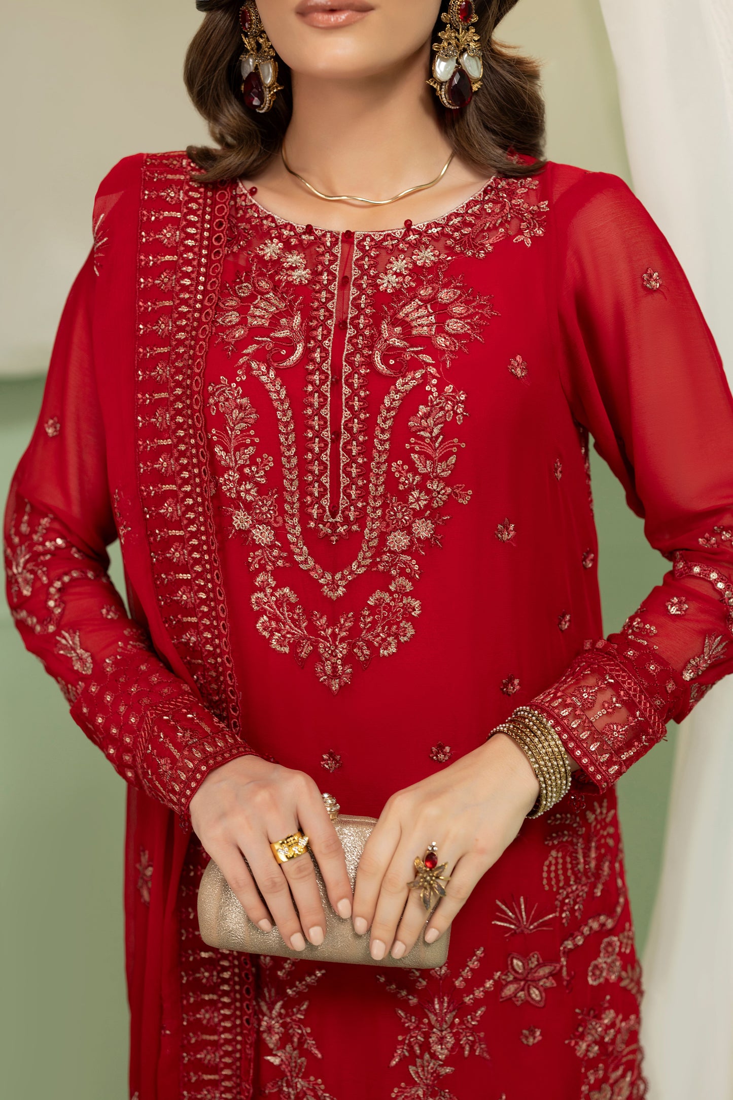 DS-09 Unstitched 3PC chiffon Suit with Embroidery details