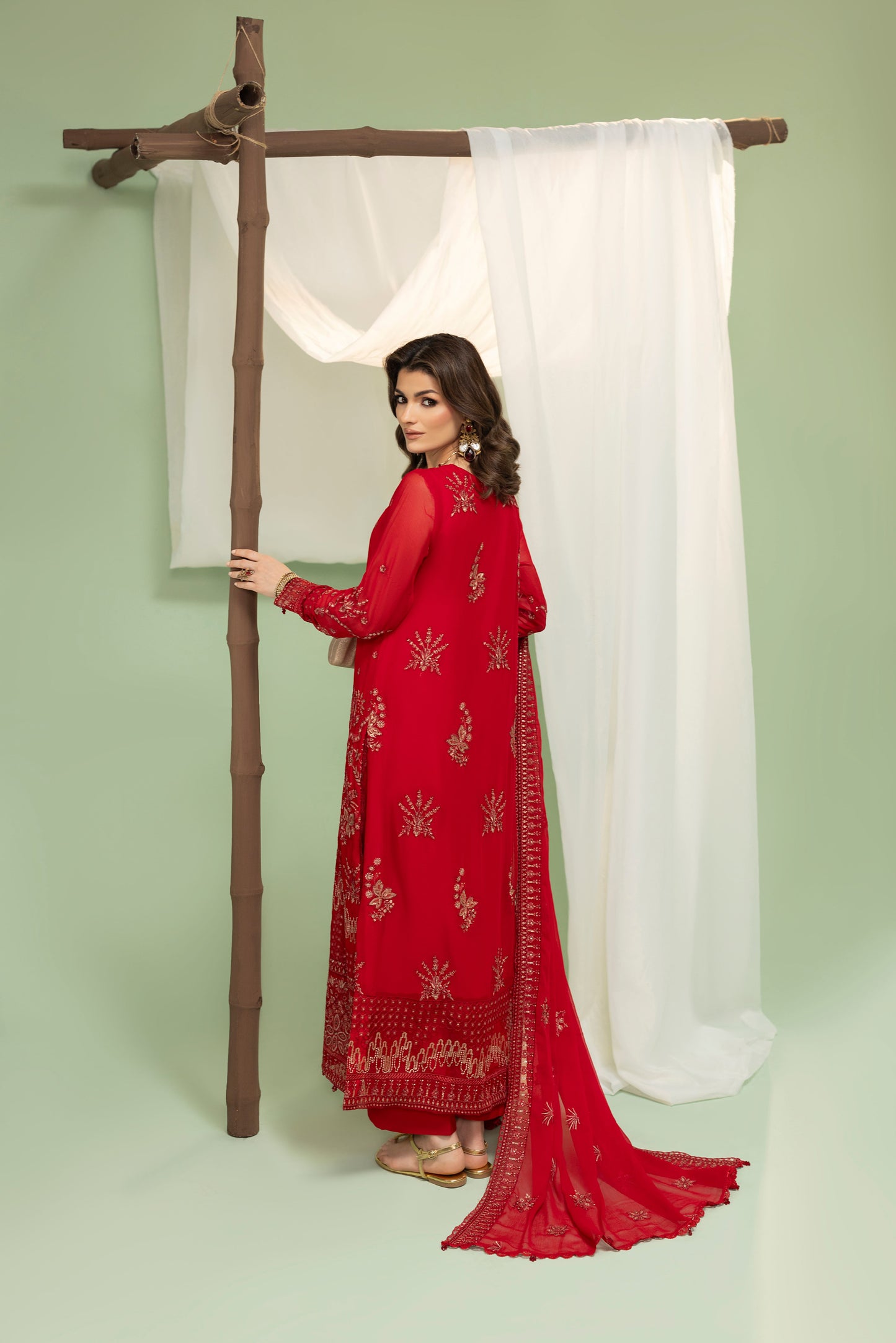 DS-09 Unstitched 3PC chiffon Suit with Embroidery details
