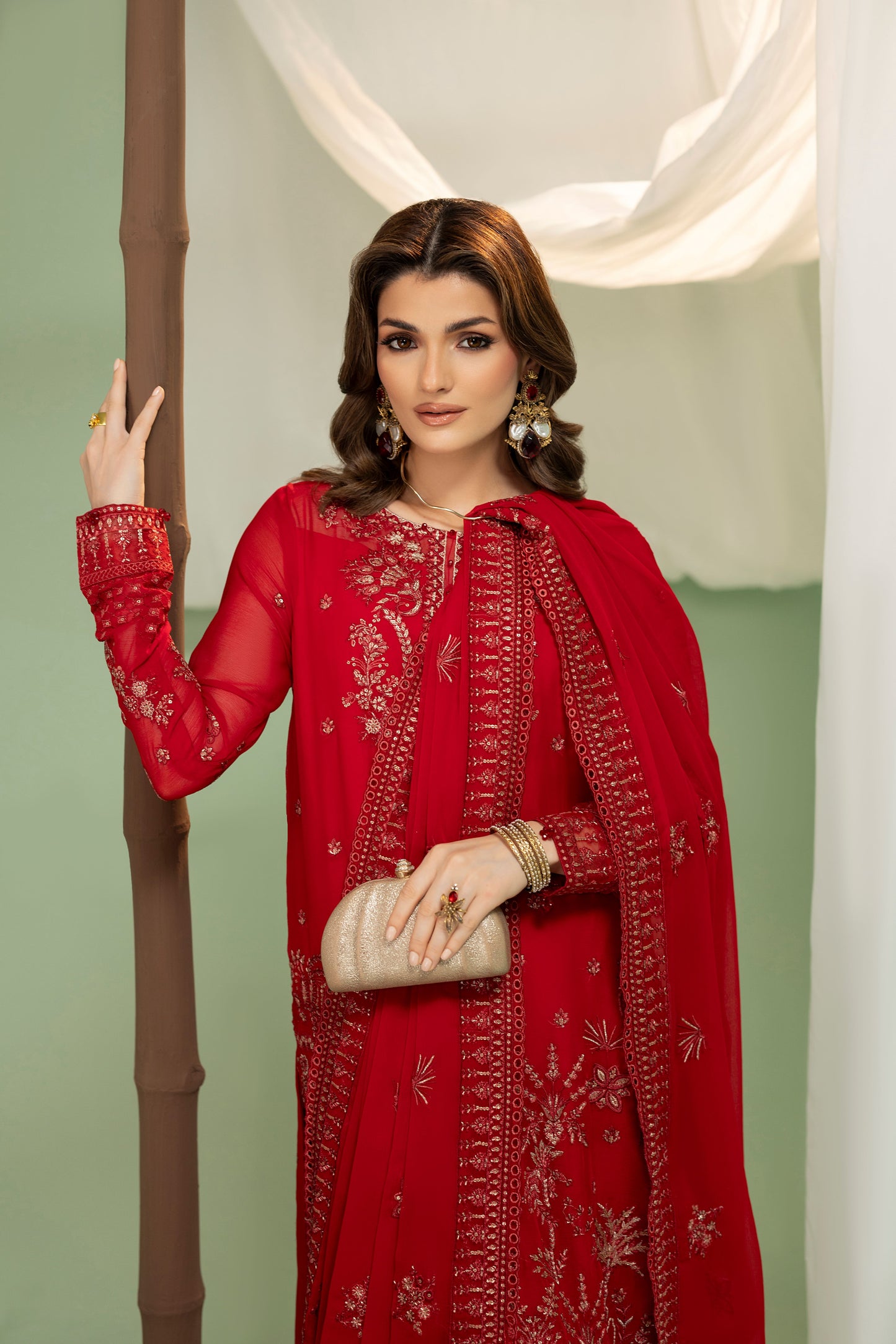 DS-09 Unstitched 3PC chiffon Suit with Embroidery details