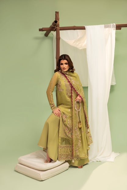 DS-03 Classic Chiffon 3PC Suit with Embroidered Front & Sleeves