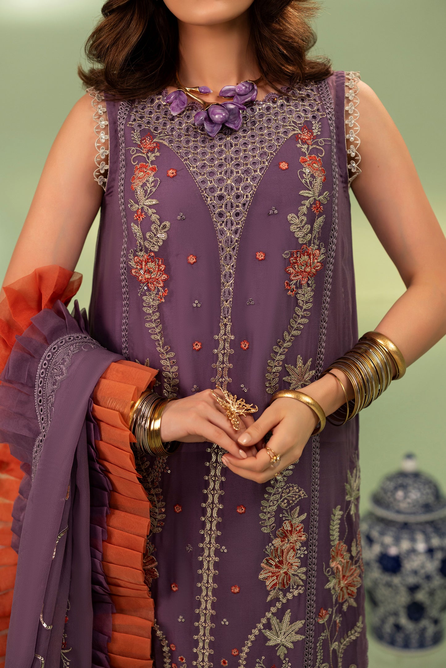 DS-07 Luxury 3PC Unstitched Chiffon suit