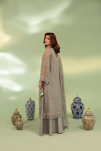 DS-04 Winter Chiffon 3PC Suit with Raw Silk Inner & Trouser