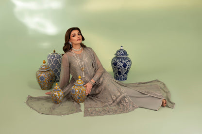 DS-04 Winter Chiffon 3PC Suit with Raw Silk Inner & Trouser