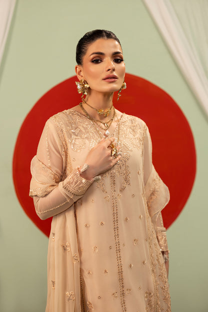 DS-06 Premium Chiffon 3PC Suit with Embroidered Front & Back