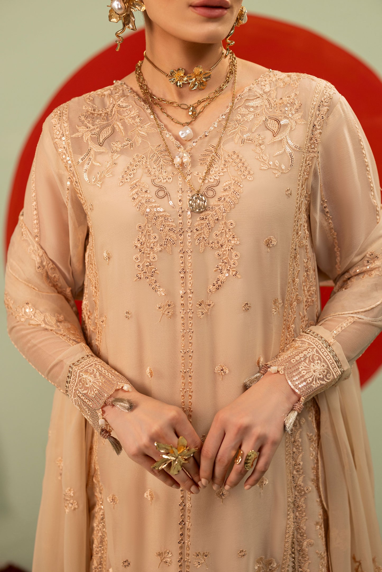 DS-06 Premium Chiffon 3PC Suit with Embroidered Front & Back