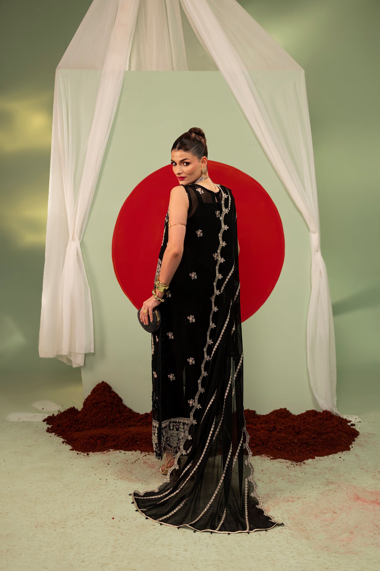 DS-05 Stylish Chiffon 3PC Suit with Embroidered Shirt & Dupatta