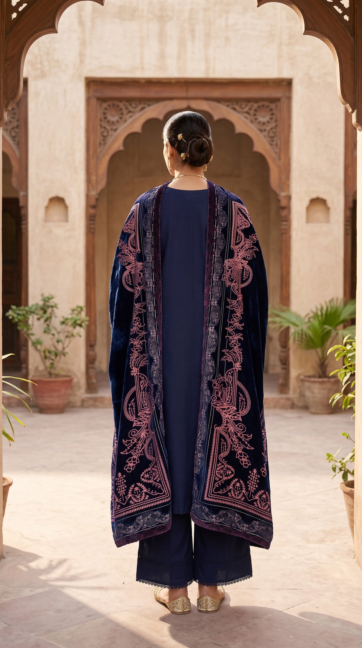 3PC Embroidered Dhanak Suit | DC - 04