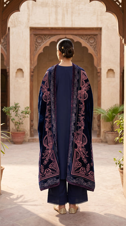 3PC Embroidered Dhanak Suit | DC - 04