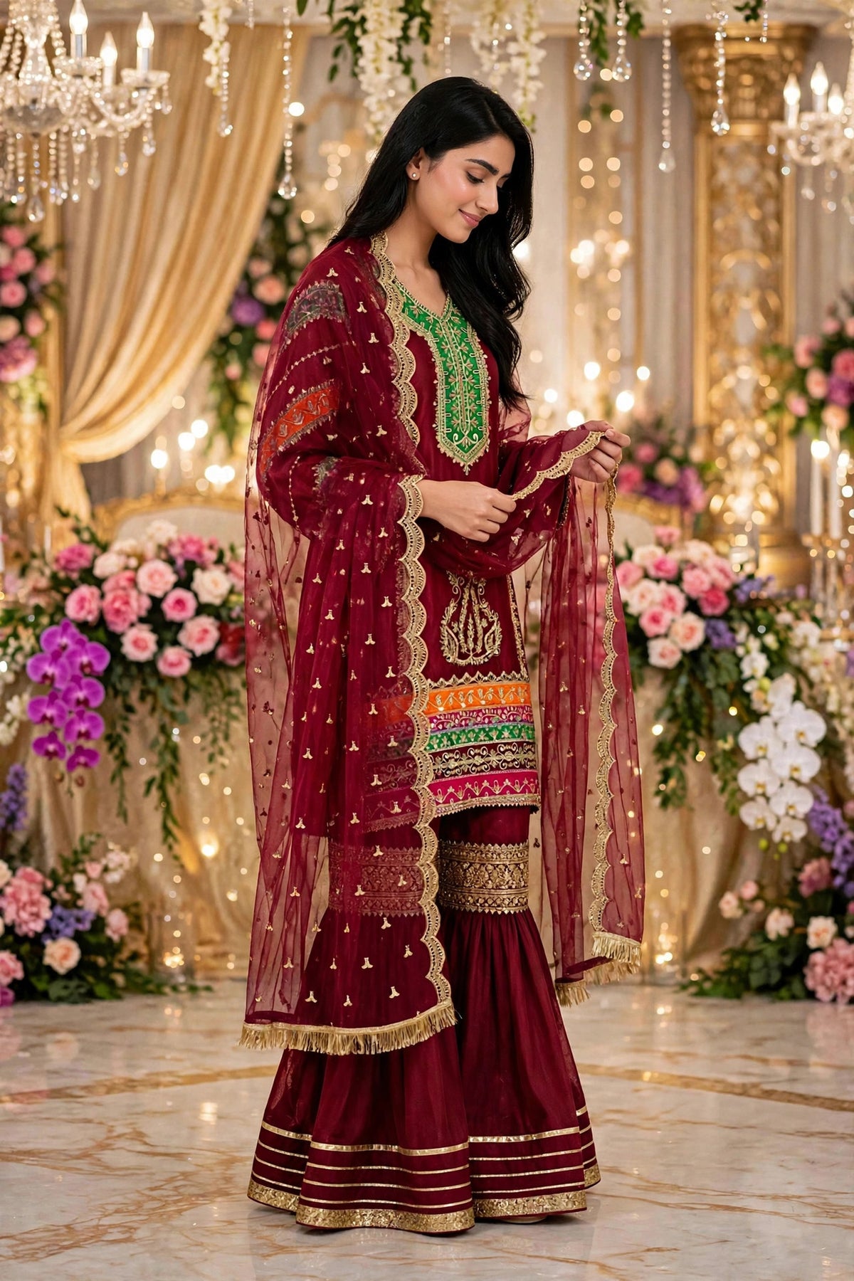 Luxury 3PC Embroidered Organza Suit | RE-01