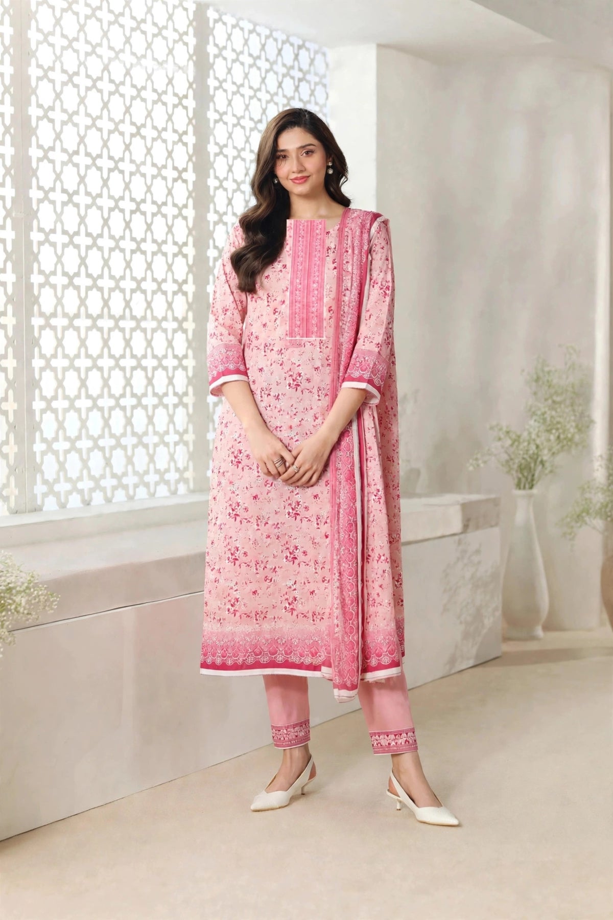 Women's 3 PC Printed Linen Suit - ER-05