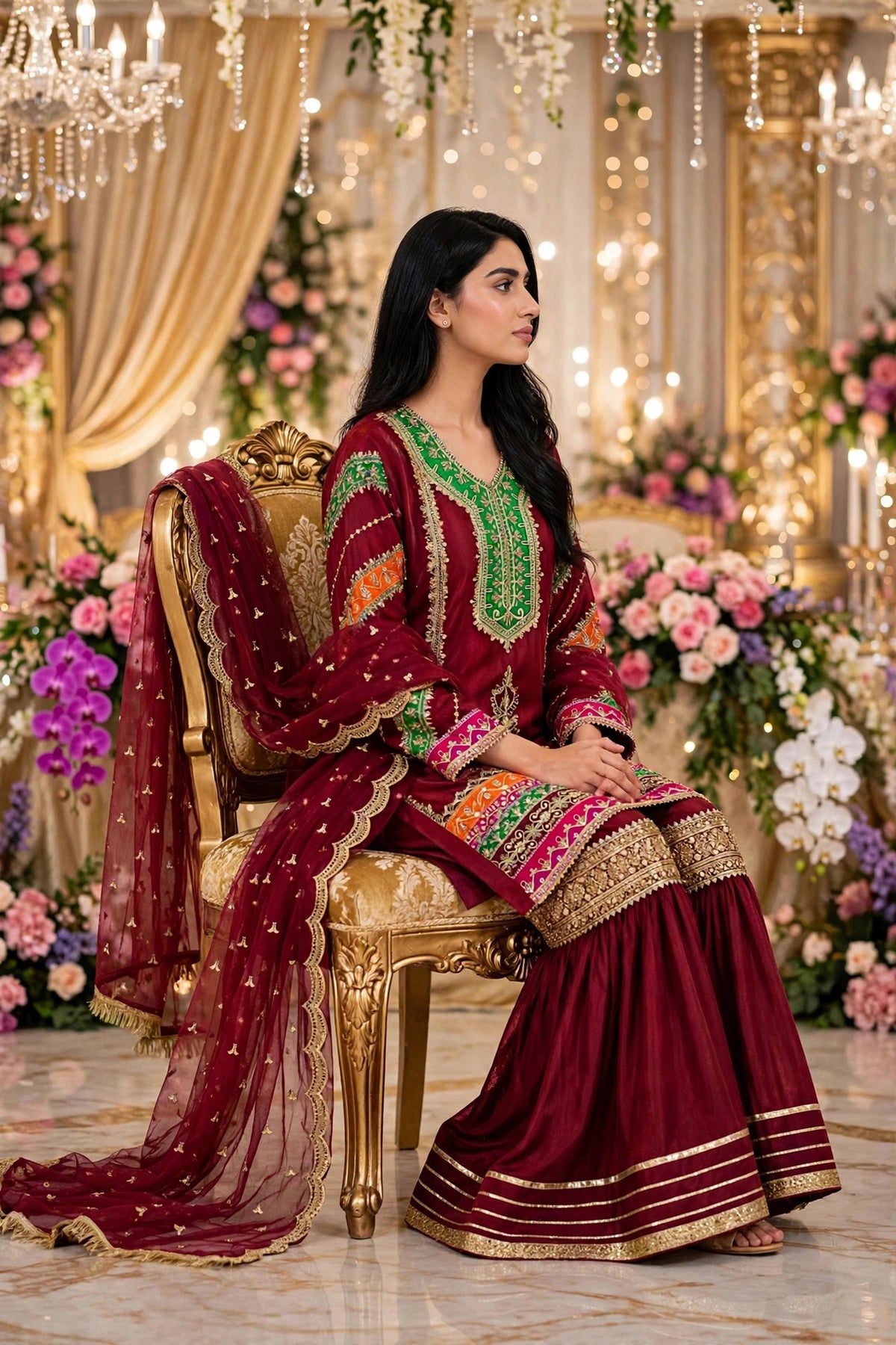 Luxury 3PC Embroidered Organza Suit | RE-01