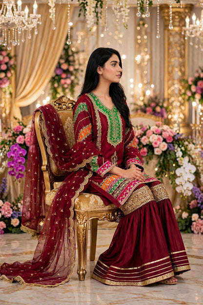 Luxury 3PC Embroidered Organza Suit | RE-01