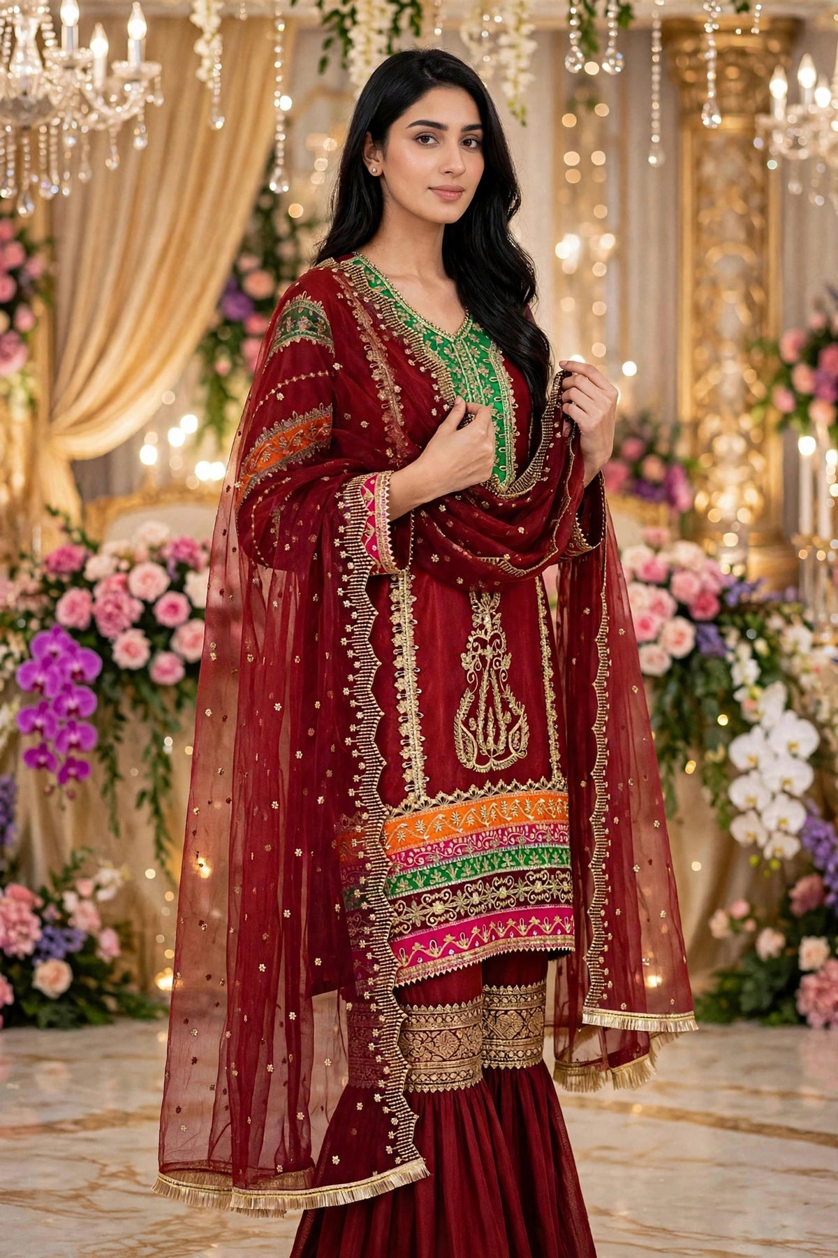 Luxury 3PC Embroidered Organza Suit | RE-01
