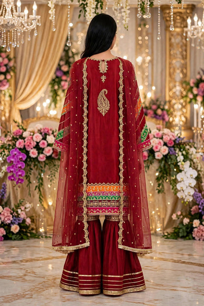Luxury 3PC Embroidered Organza Suit | RE-01