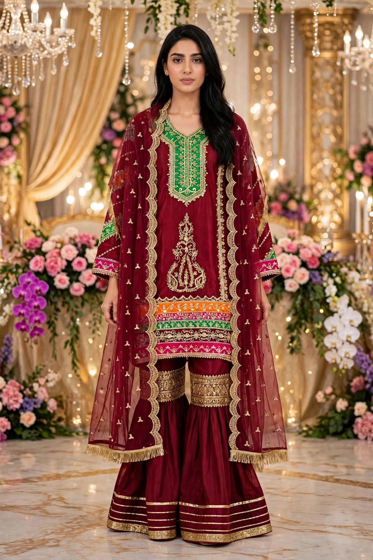 Luxury 3PC Embroidered Organza Suit | RE-01