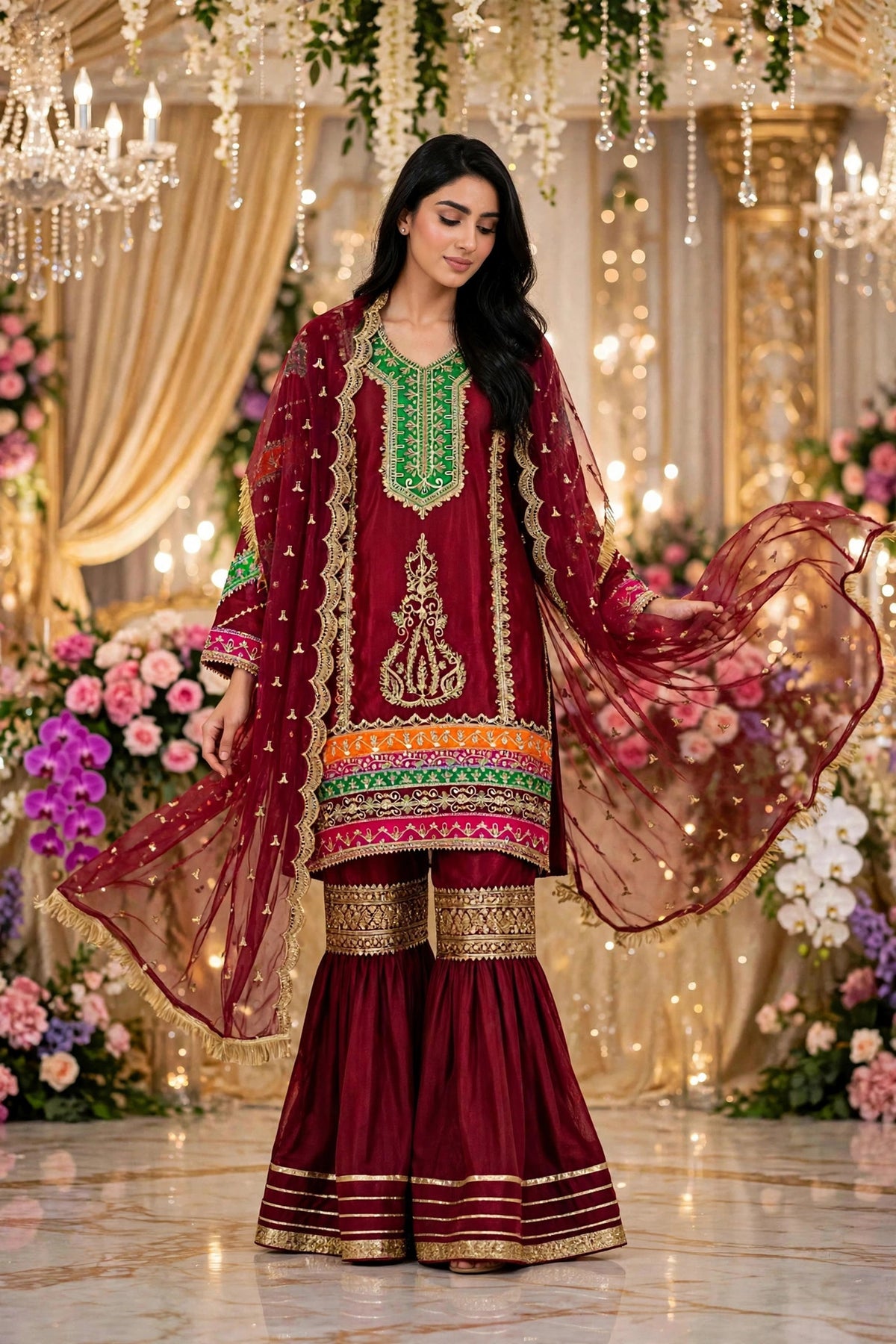 Luxury 3PC Embroidered Organza Suit | RE-01