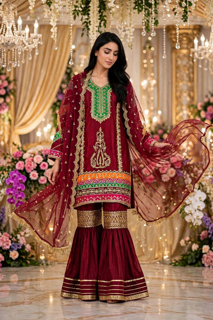 Luxury 3PC Embroidered Organza Suit | RE-01