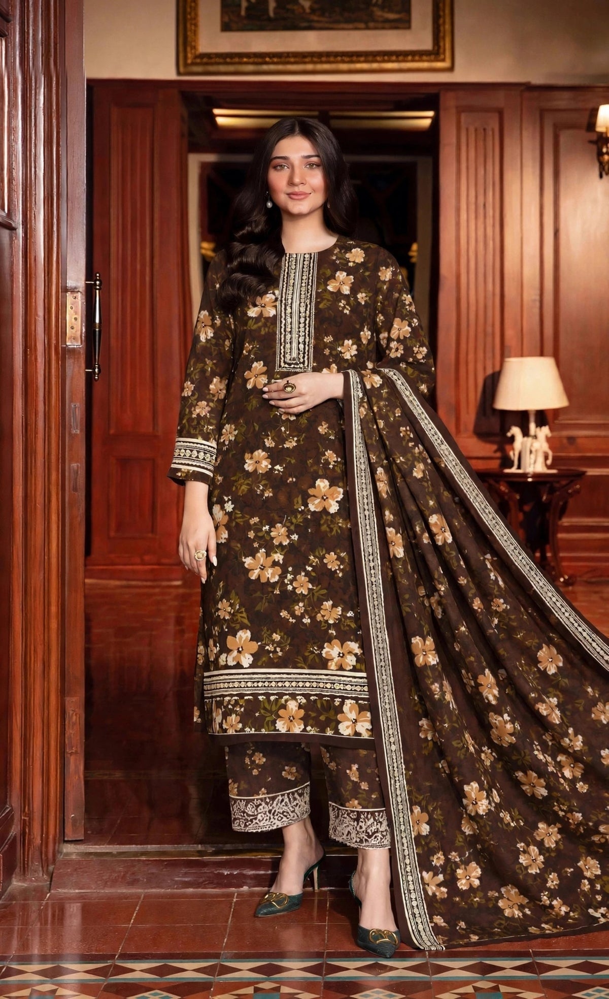 Women's 3 PC Printed Linen Suit - ER-09