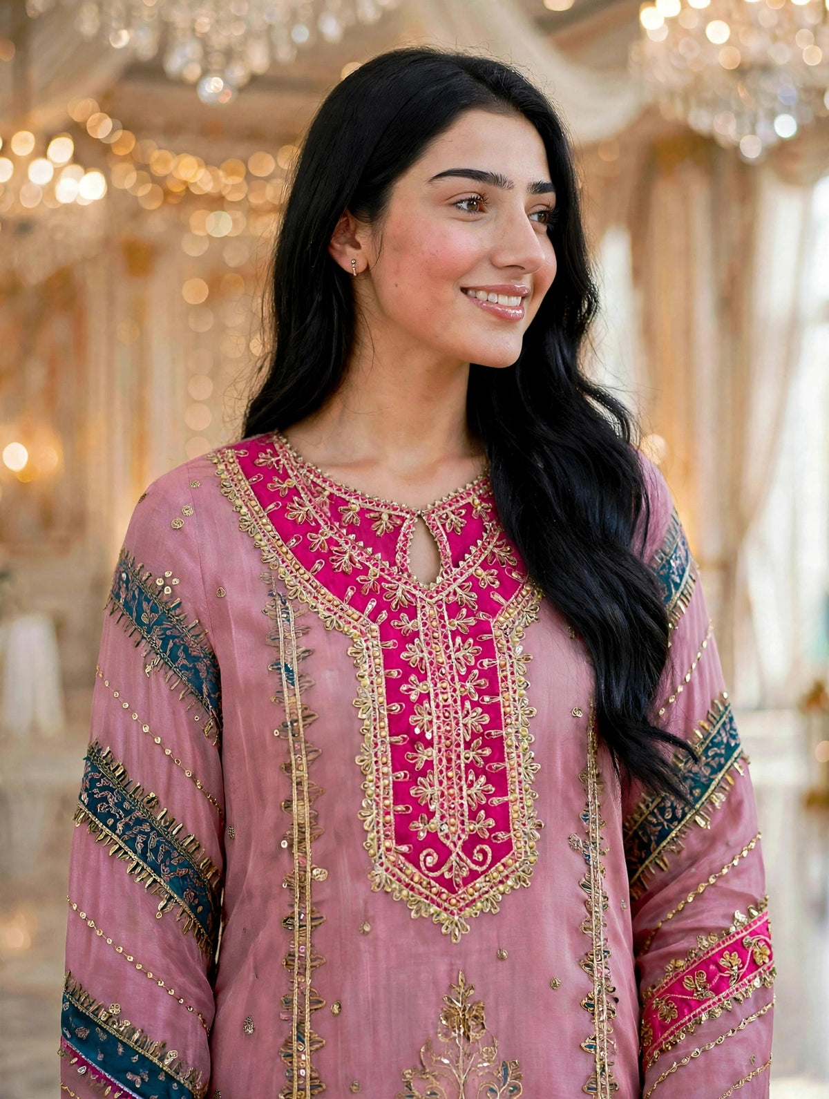 Luxury 3PC Embroidered Organza Suit | RE-02