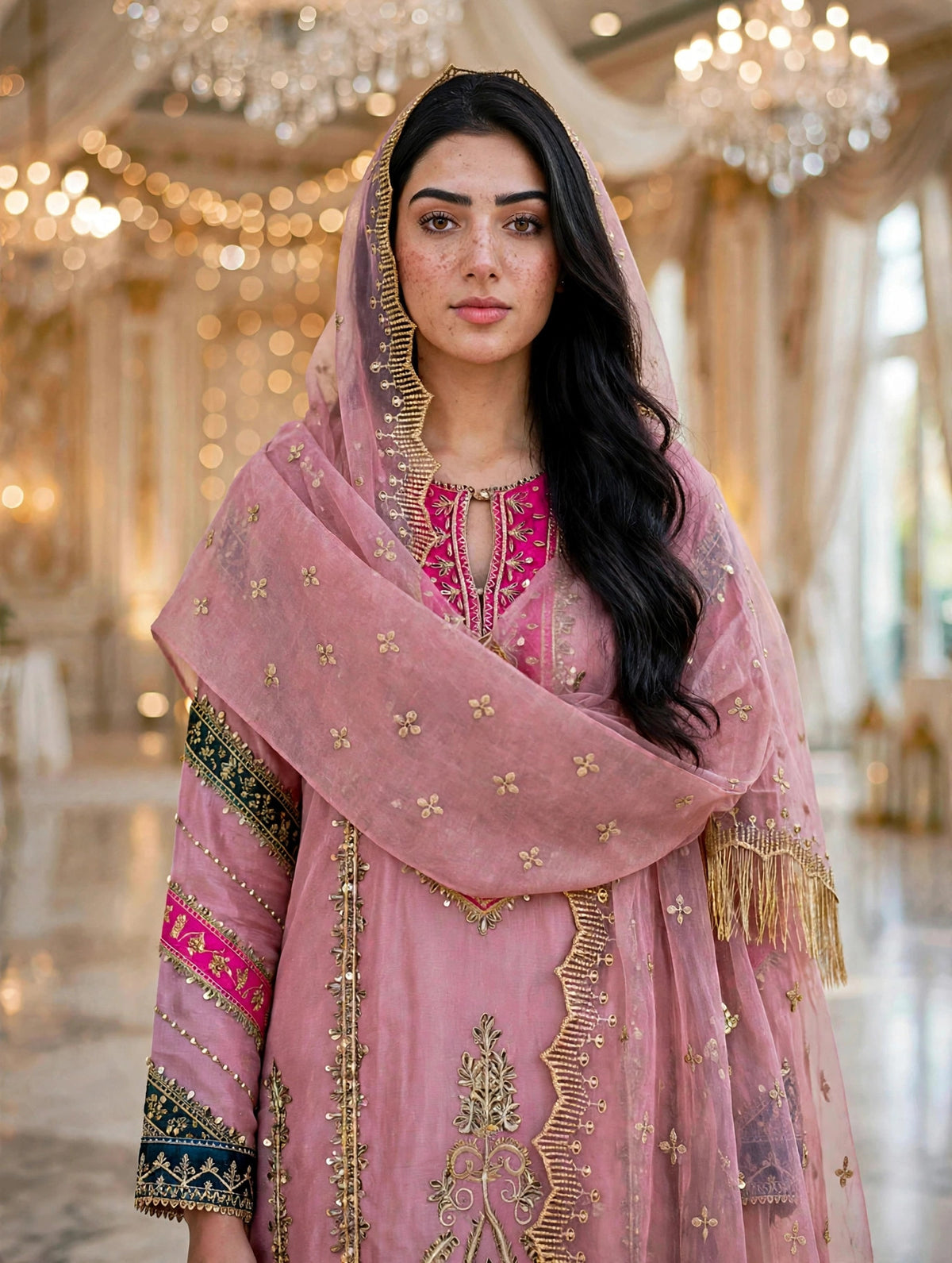 Luxury 3PC Embroidered Organza Suit | RE-02