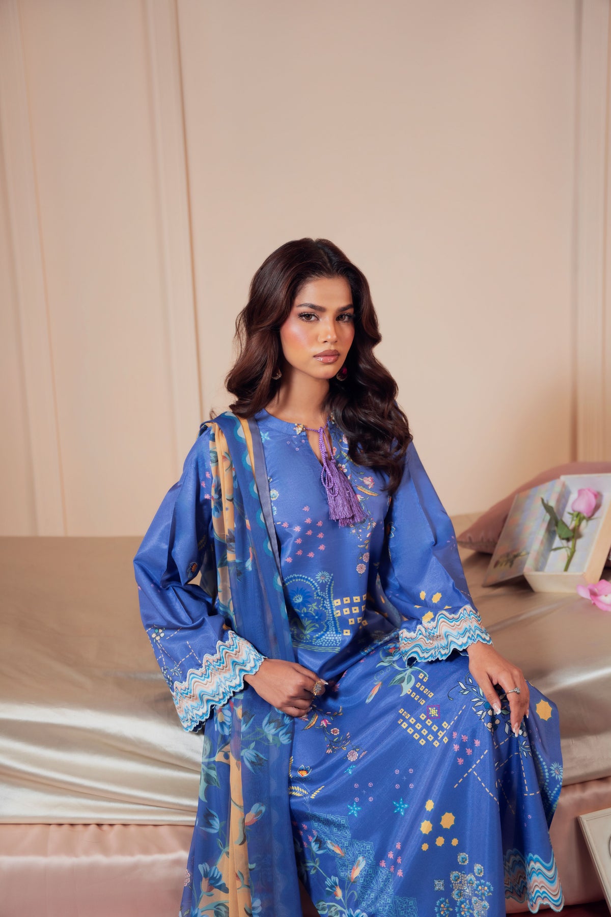 3PC raw silk dress featuring premium unstitched silk fabric for shirt and trouser with delicate chiffon dupatta, giving women the freedom to create customized Pakistani outfits for special occasions