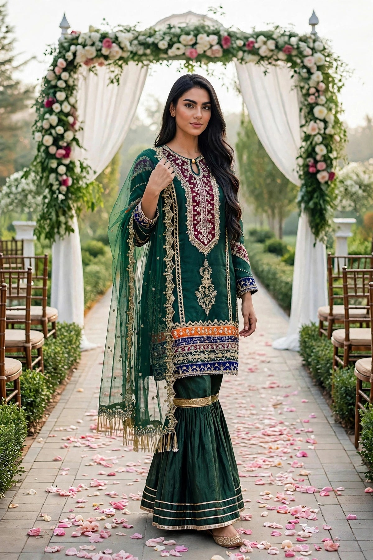 Luxury 3PC Embroidered Organza Suit | RE-03