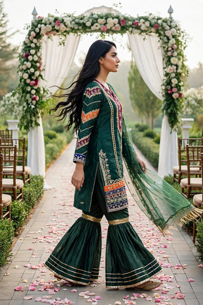 Luxury 3PC Embroidered Organza Suit | RE-03