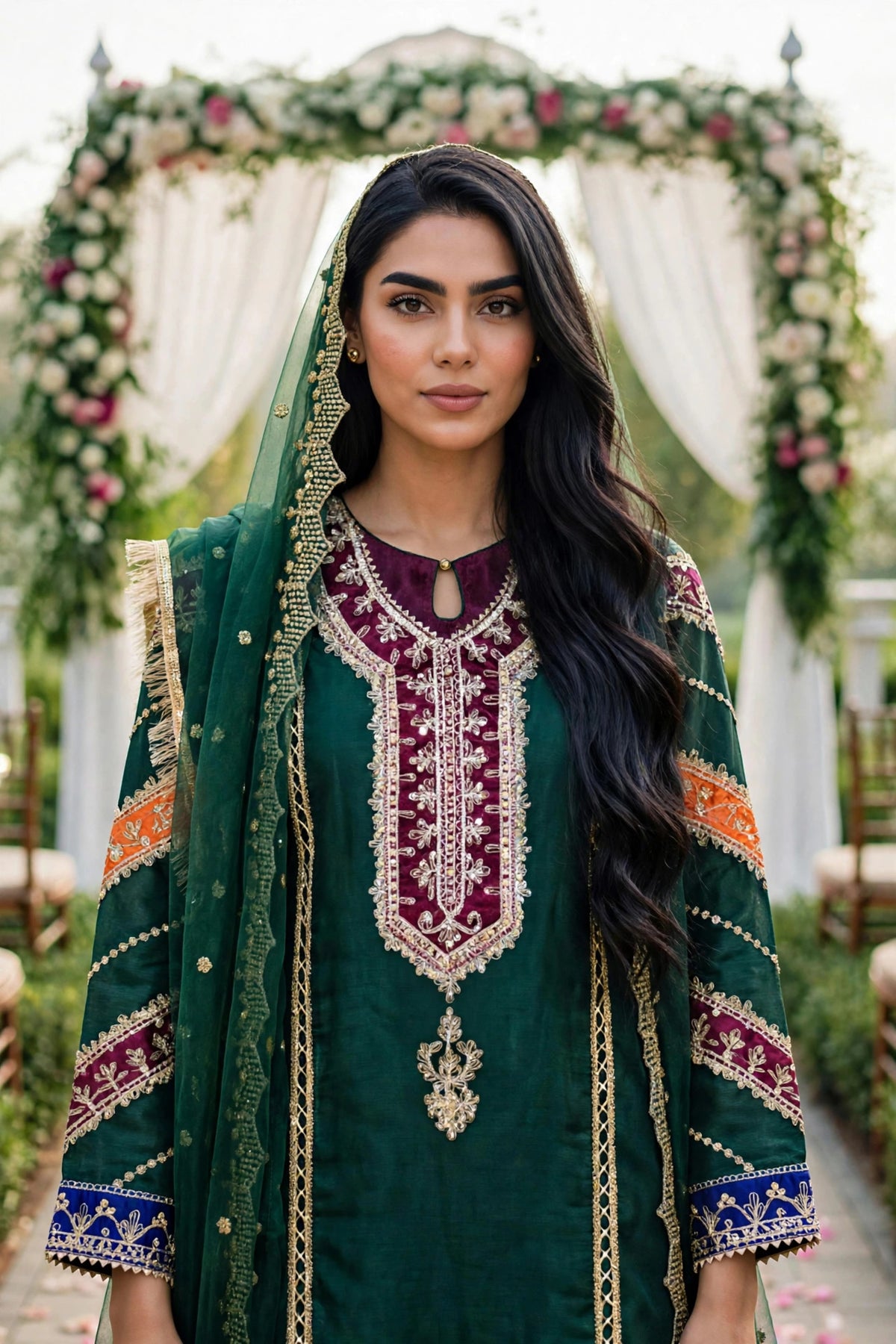 Luxury 3PC Embroidered Organza Suit | RE-03