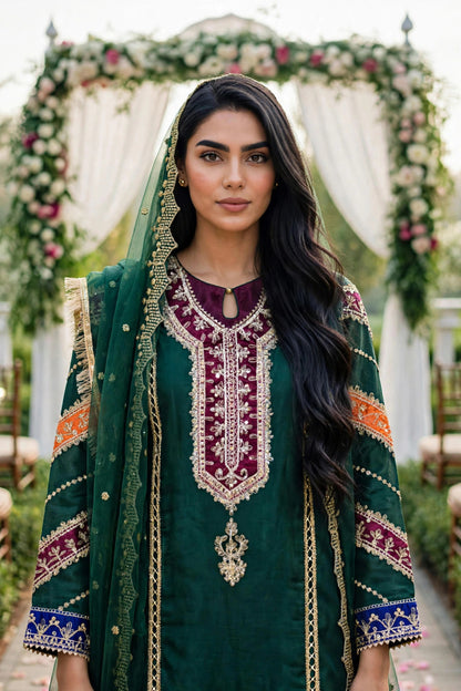 Luxury 3PC Embroidered Organza Suit | RE-03