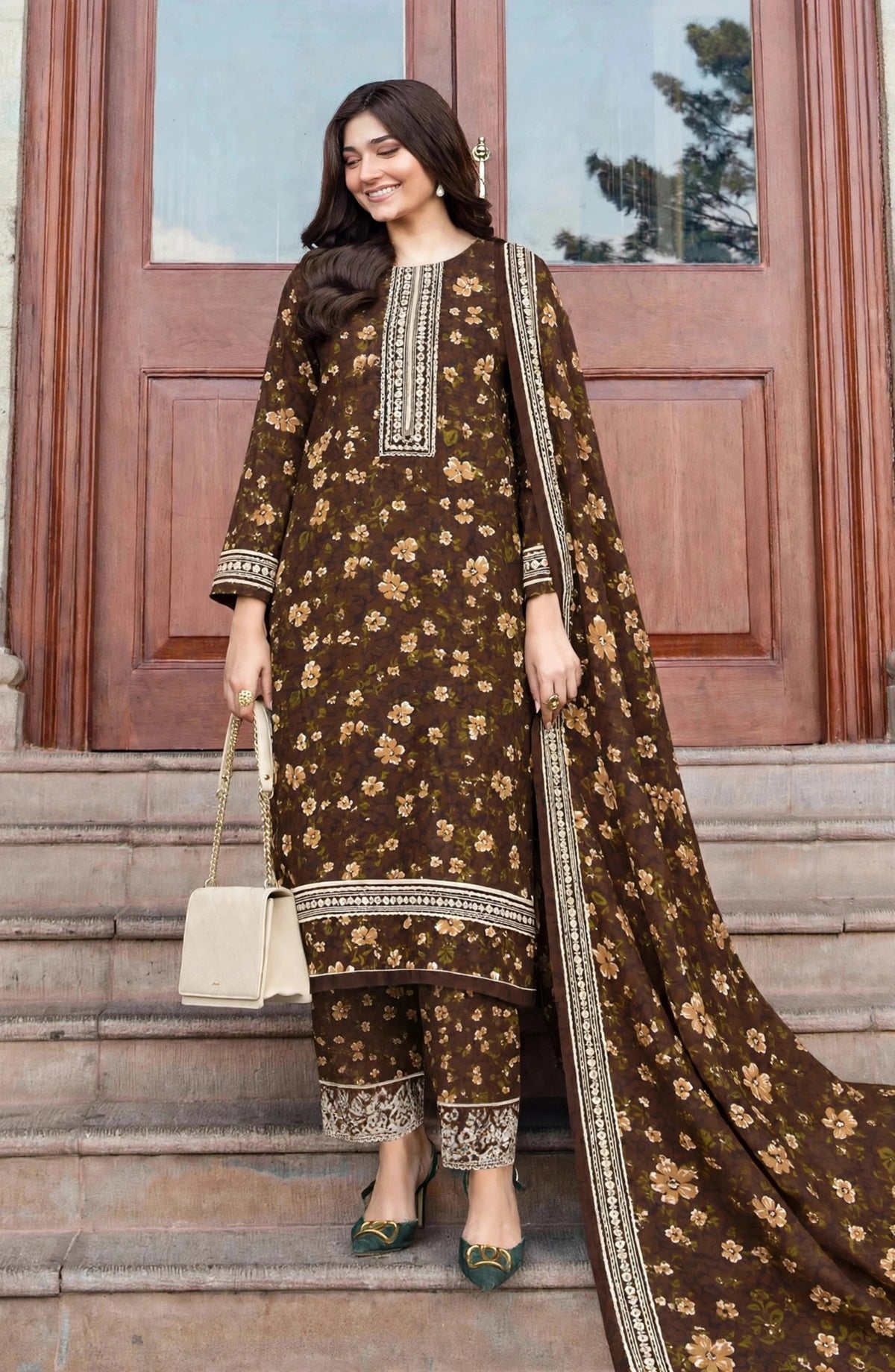 Women's 3 PC Printed Linen Suit - ER-09
