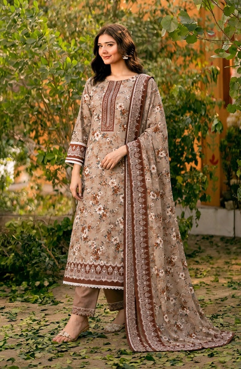 Women's 3 PC Printed Linen Suit - ER-07