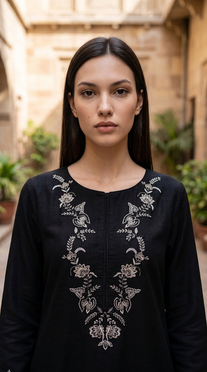 3PC Embroidered Dhanak Suit | DC - 10