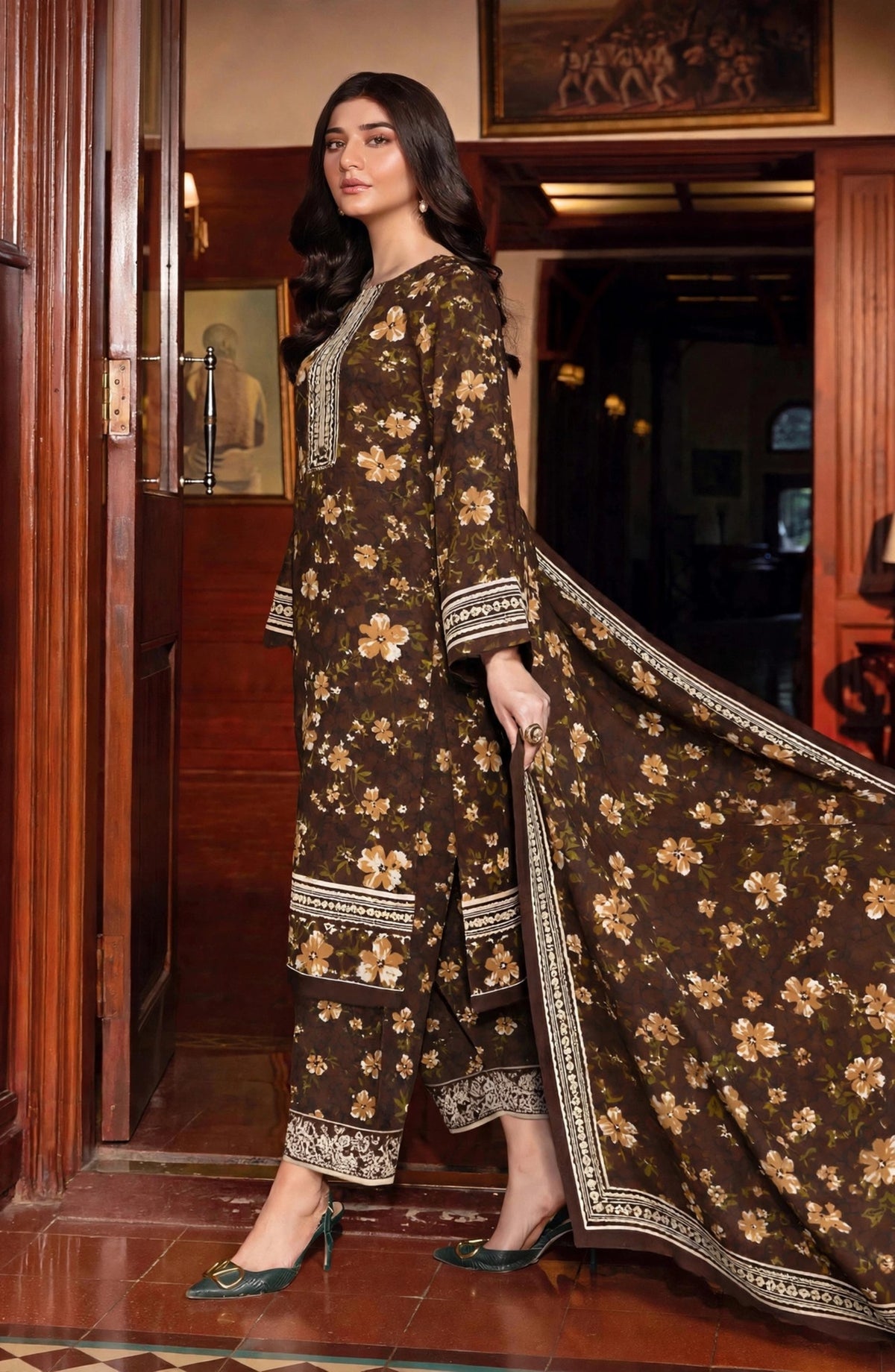 Women's 3 PC Printed Linen Suit - ER-09