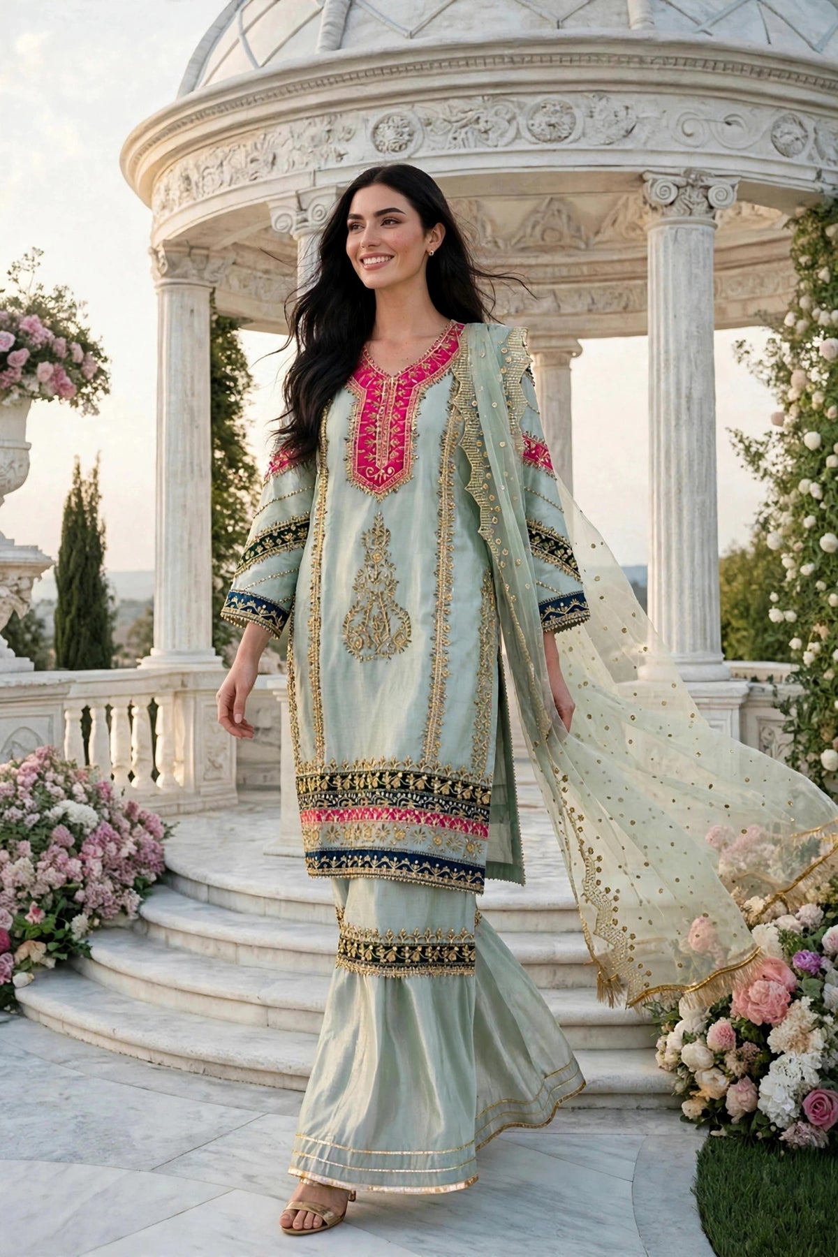 Luxury 3PC Embroidered Organza Suit | RE-05