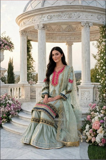 Luxury 3PC Embroidered Organza Suit | RE-05