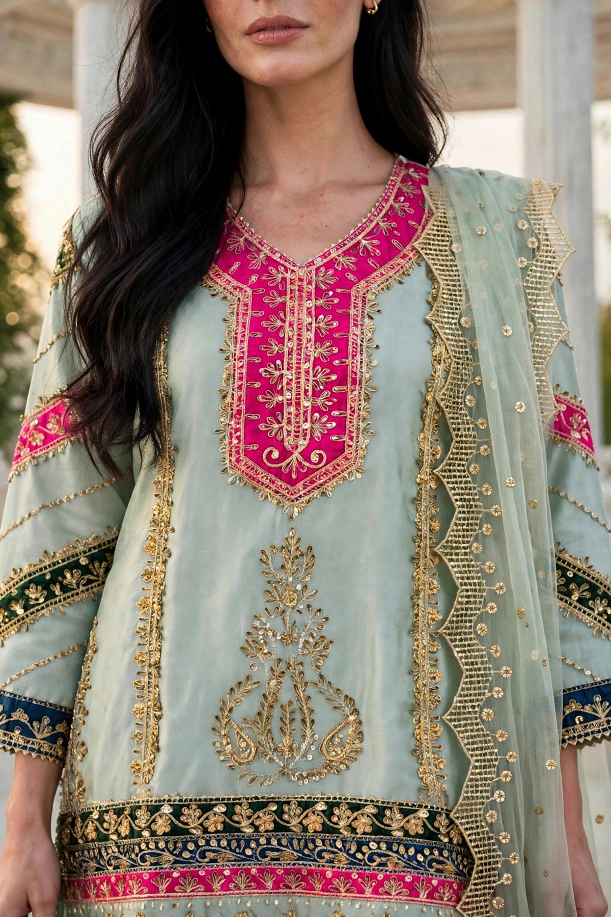 Luxury 3PC Embroidered Organza Suit | RE-05