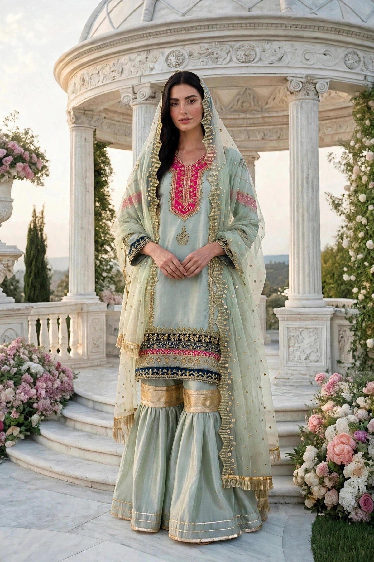 Luxury 3PC Embroidered Organza Suit | RE-05