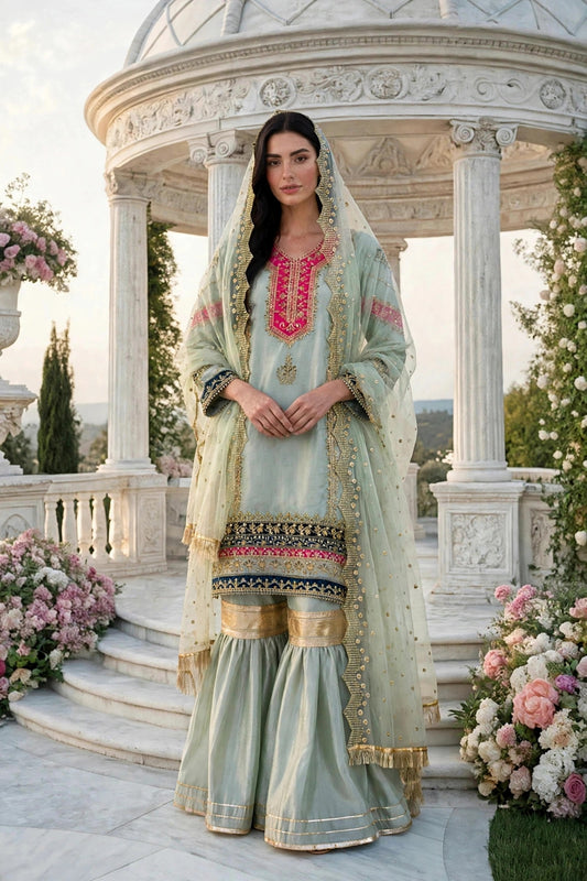 Luxury 3PC Embroidered Organza Suit | RE-05
